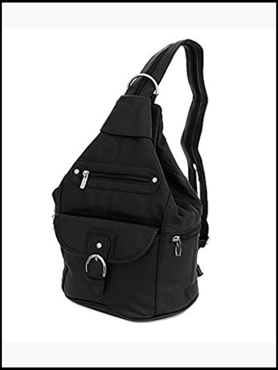 Leather Convertible Sling Backpack Purse 7 Pocket Tear Drop Shoulder Bag main image 6